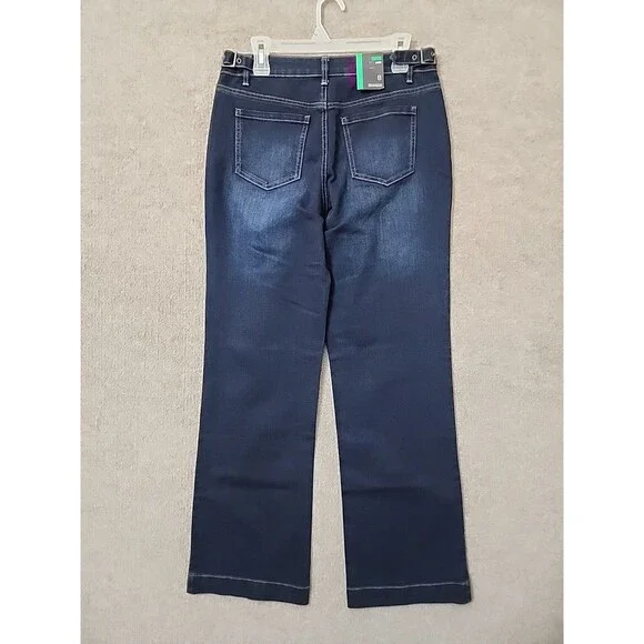 Style & Co Mid Rise Trouser Jeans Womens 8 Blue Dark Wash Stretch NEW - Picture 6 of 11